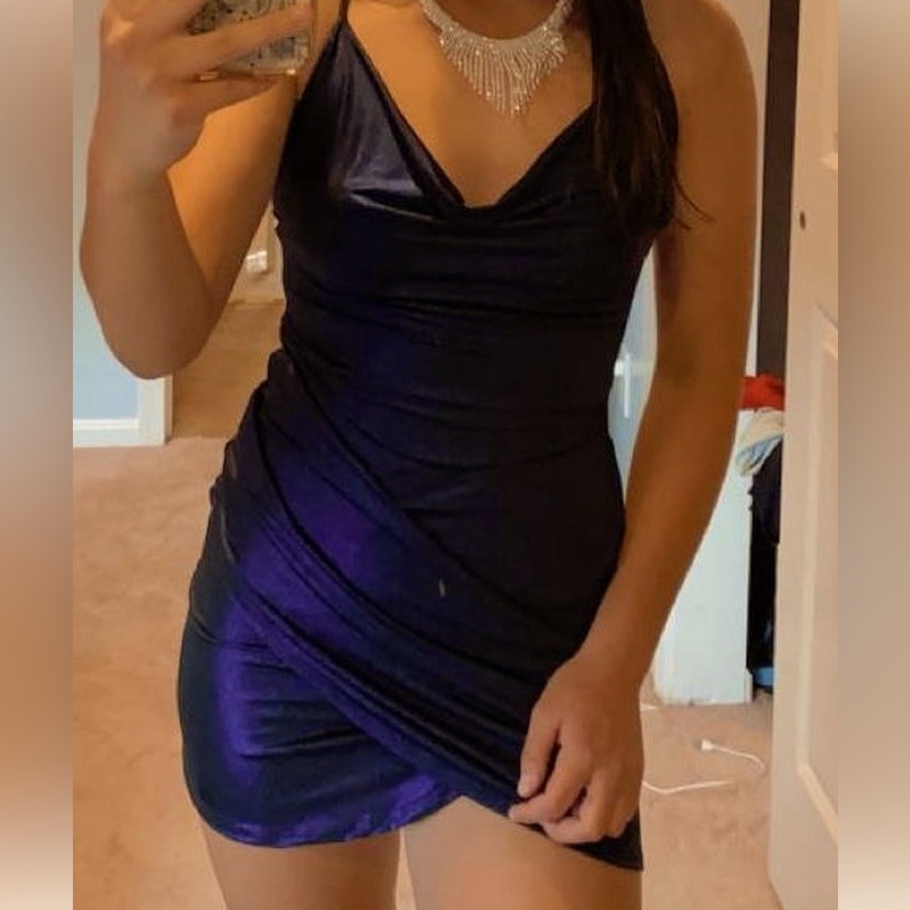 Lucy in the Sky shimmery blue Mini Dress